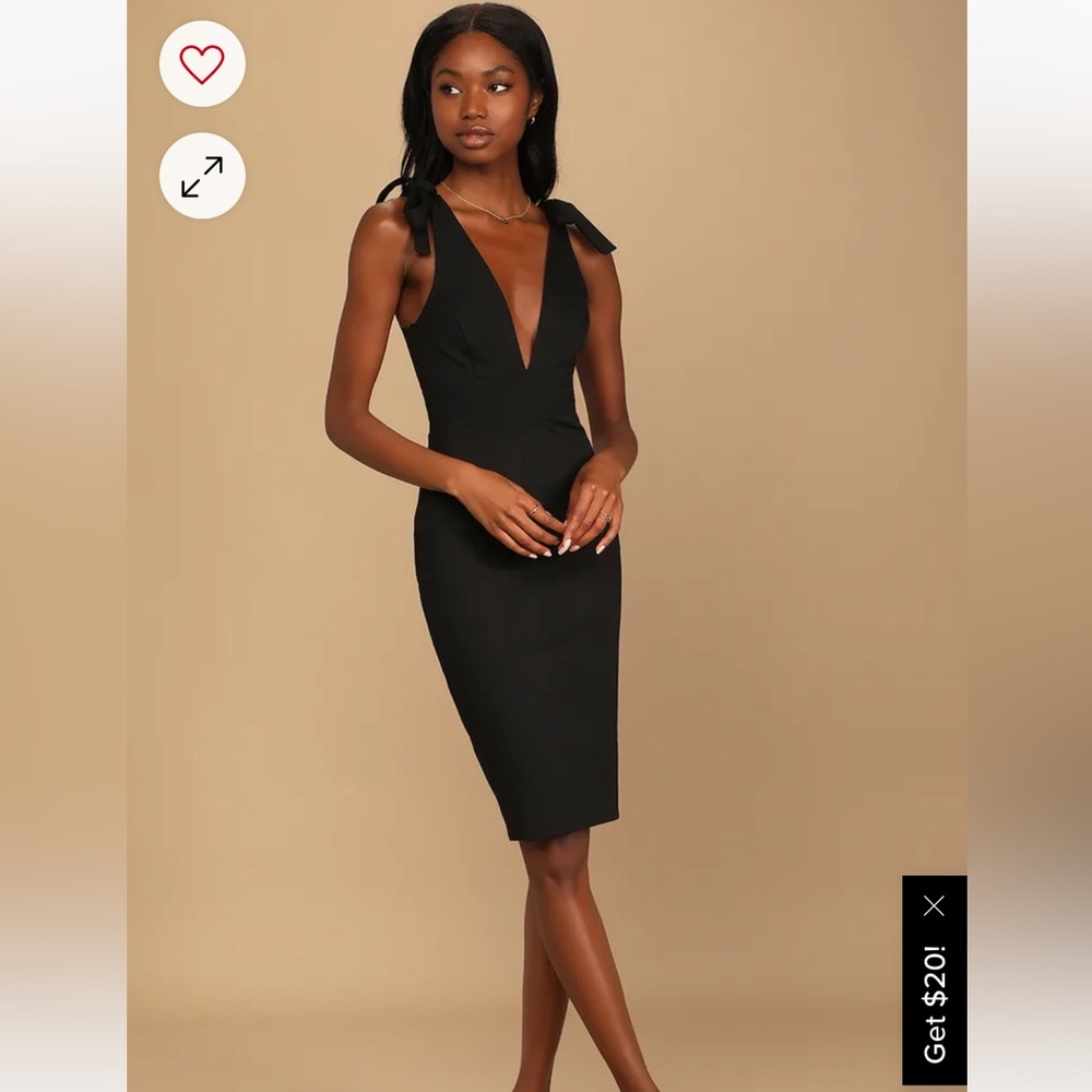 Date Night Done Right Black Tie-Strap Bodycon Midi Dress